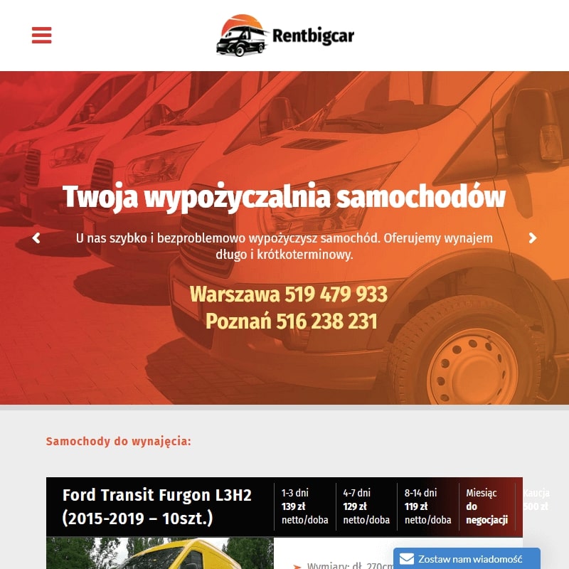 Wypożyczalnia samochodów dostawczych Sochaczew