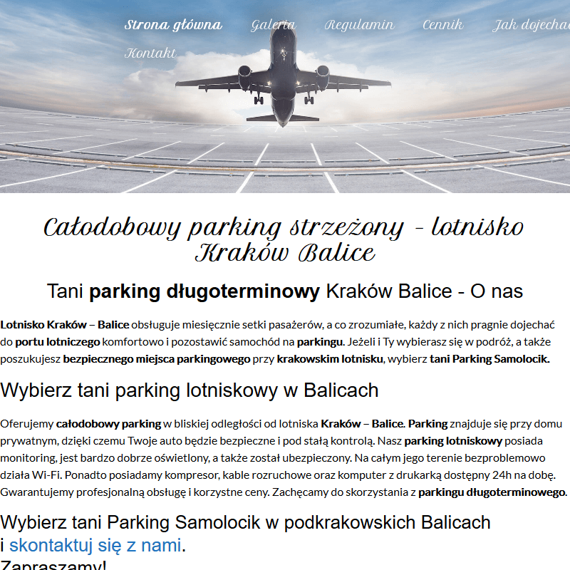 Parking lotnisko Kraków